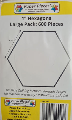 1” Hexagon paper Templates-600 pieces