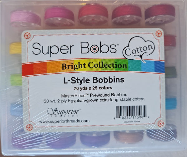 Superbobs Poly L - style bobbins x 25 Brights