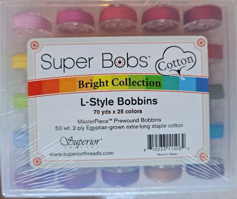 Superbobs Poly L - style bobbins x 25 Brights