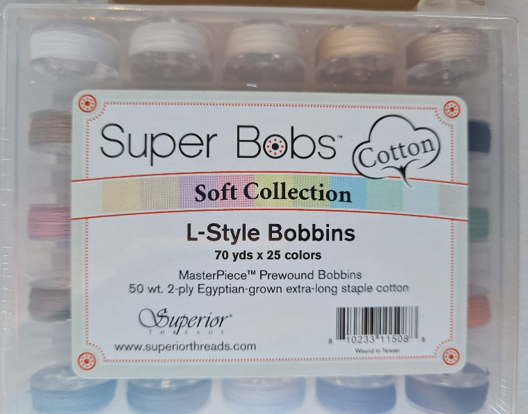 Superbobs Poly L - style bobbins x 25 Soft