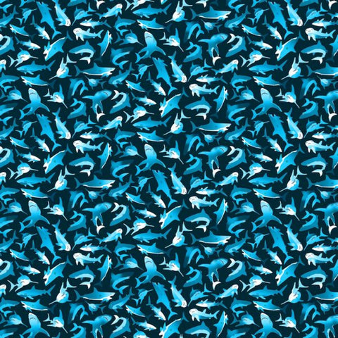 Mini Sharks - cotton fabric
