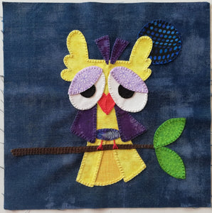 "Quirky Birds" in COTTON, Block of the Month by Pink Possum