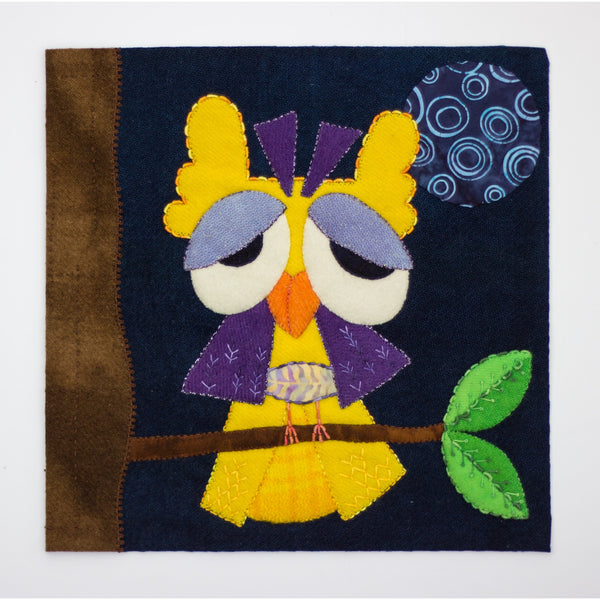 "Quirky Birds" in WOOL, Block of the Month by Pink Possum