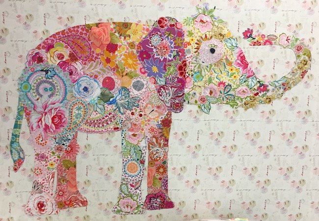 Lulu the Elephant Collage Pattern by Laura Heine