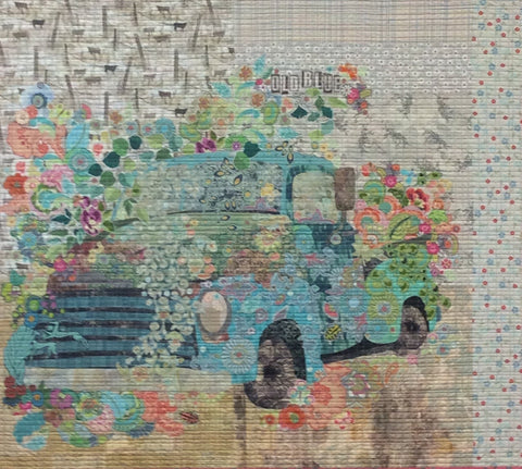 Old Blue Truck Collage  Pattern by Laura Heine