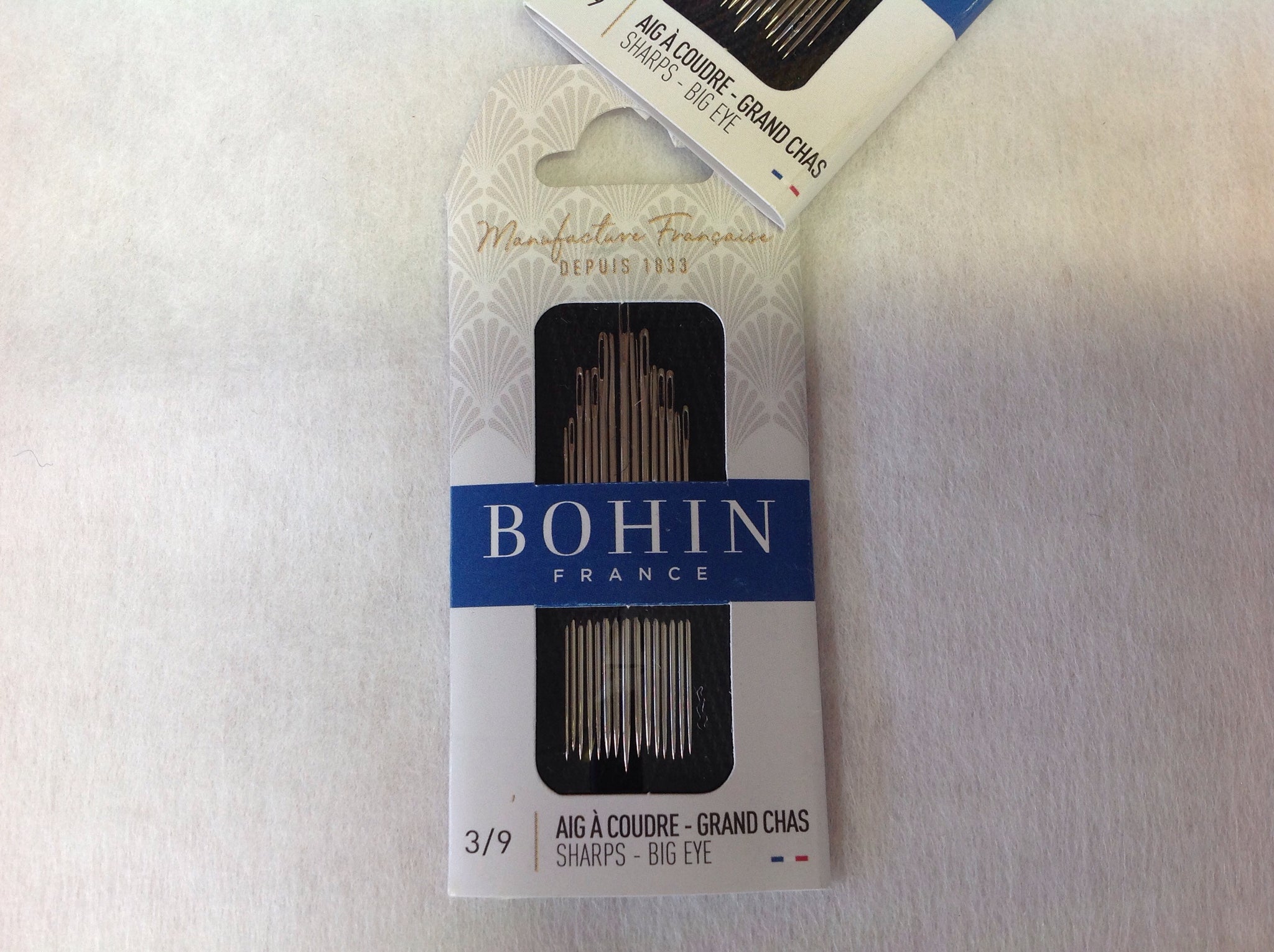 Bohin Big Eye Sharps Sewing Needles, Sizes 3-9
