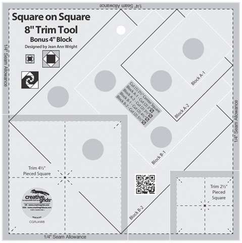 Creative Grids Square on Square Trim Tool Ruler 4" 8"